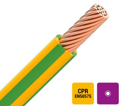 VOB H07V-R draad PVC 750V Eca 70°C geel/groen  / meter