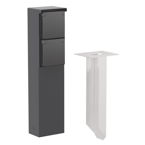 Spuitwaterdichte tuinpaal met tweevoudig stopcontact, penaar