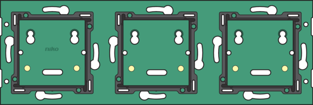 Drievoudige horizontale muurprint voor Niko Home Control voo