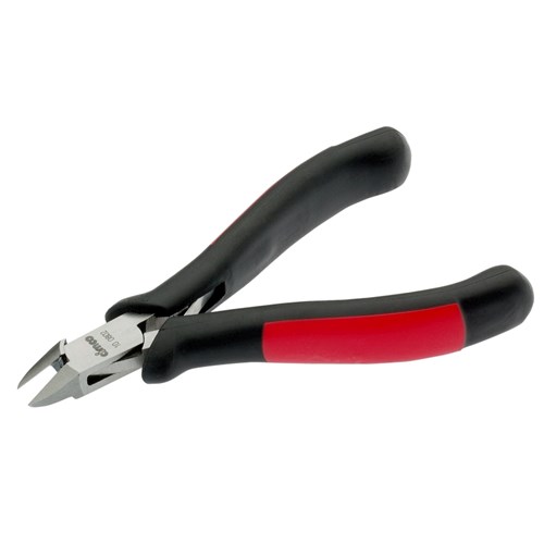 Elektronica-Zijkniptang, ovaalronde kop, schuin met facet, 1