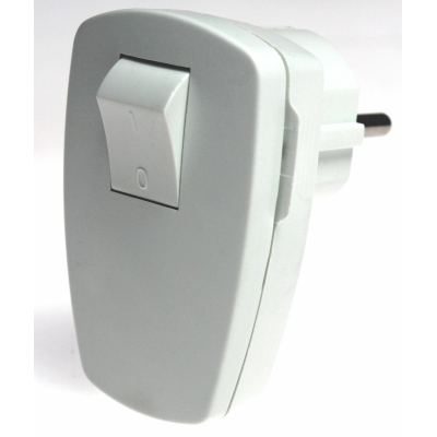 ISO haakse stekker met randaarde, met schakelaar 250V, wit,