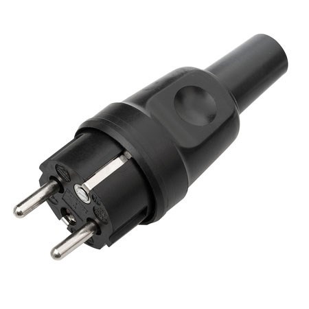 Rubberen stekker met dubbele aarding.