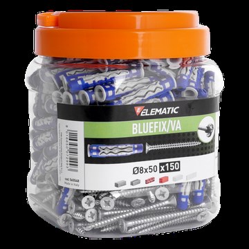 150 x plug BLUEFIX VA 8 x 50mm + schroef PZ