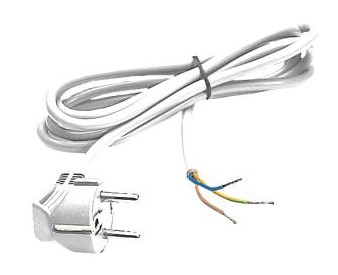 Voedingskabel - 2P+A man. stekker - 3 x 1,5mm² - H05VV-F wit