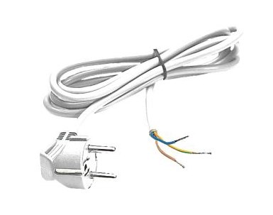 Voedingskabel - 2P+A mannelijk - 3 x 0,75mm² - H05VV-F - Wit