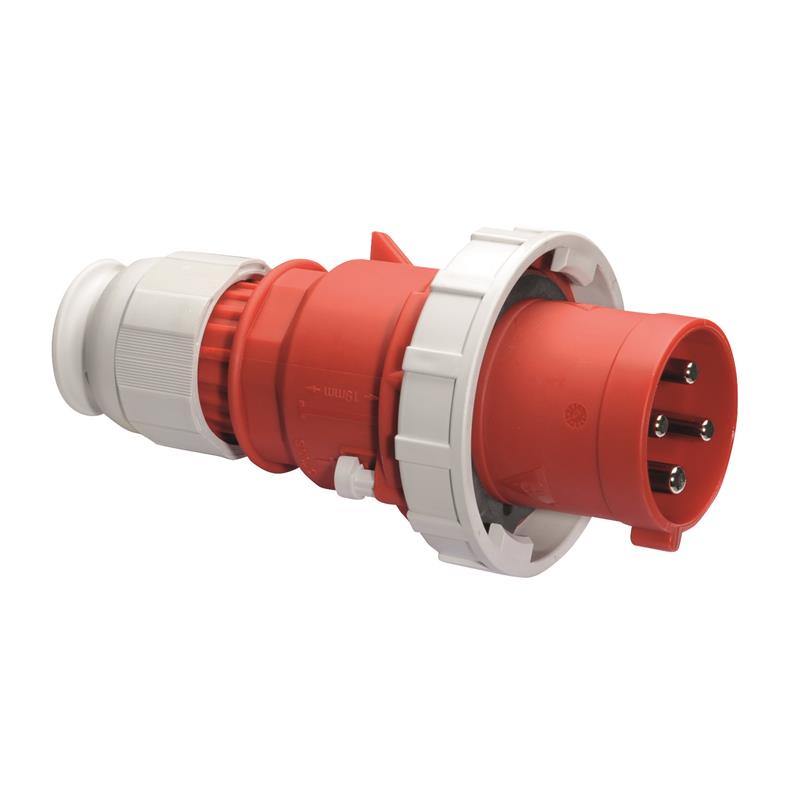 Cee stekker 63A 3P+A 400V IP67, schroefaansluiting+multigrip