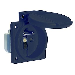 Inbouw stopcontact 16A 2P+BA 230V IP54 zwart, quick-connect