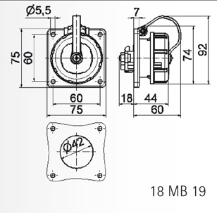 Bals 7153: Panel mounting socket outlet for use in stationary systems - flange 75x75, System E Belgian/French standard - Image 2