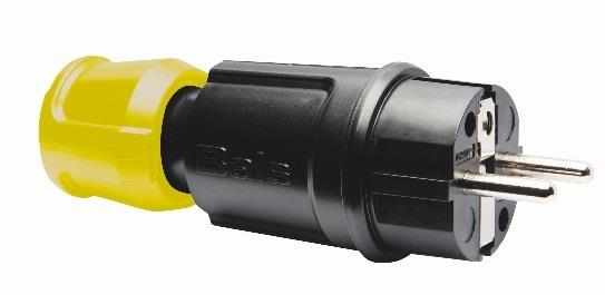 universele stekker 16A 250V IP44  zwart +  gele multi grip