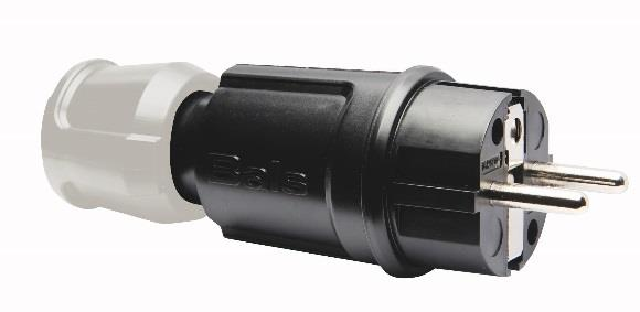 universele stekker 16A 250V IP44 zwart + grijze multi grip