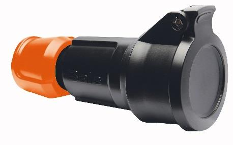 koppelstekker 16A 250V IP54 belg. aarding   zwart + oranje m