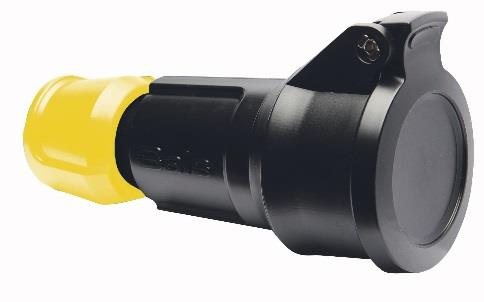 koppelstekker met belgische aarding 16A 250V IP54 zwart + ge