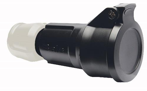 Koppelstekker met Belg. aarduing 16A 2P+BA 250V IP54 zwart +
