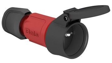 koppelstekker 16A 2P+BA 230V IP54, kinder beveiliging, rood