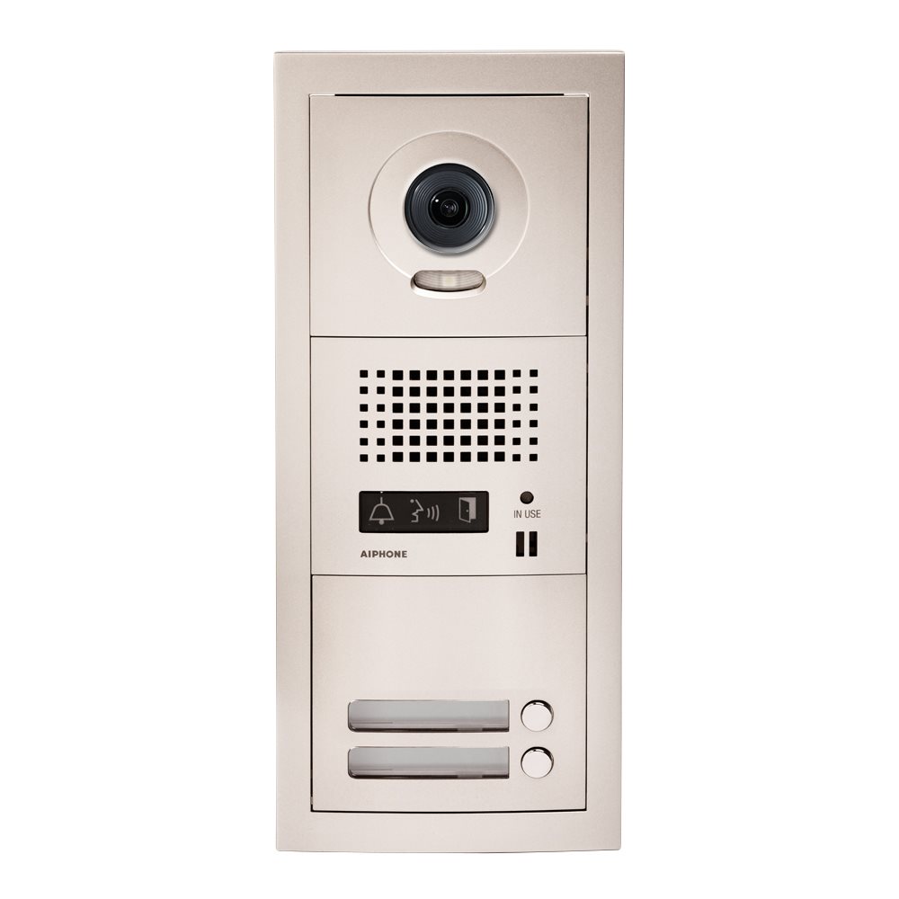 Aiphone GTV2: Samengestelde GT video-deurpost met 2 drukknoppen - A01007916