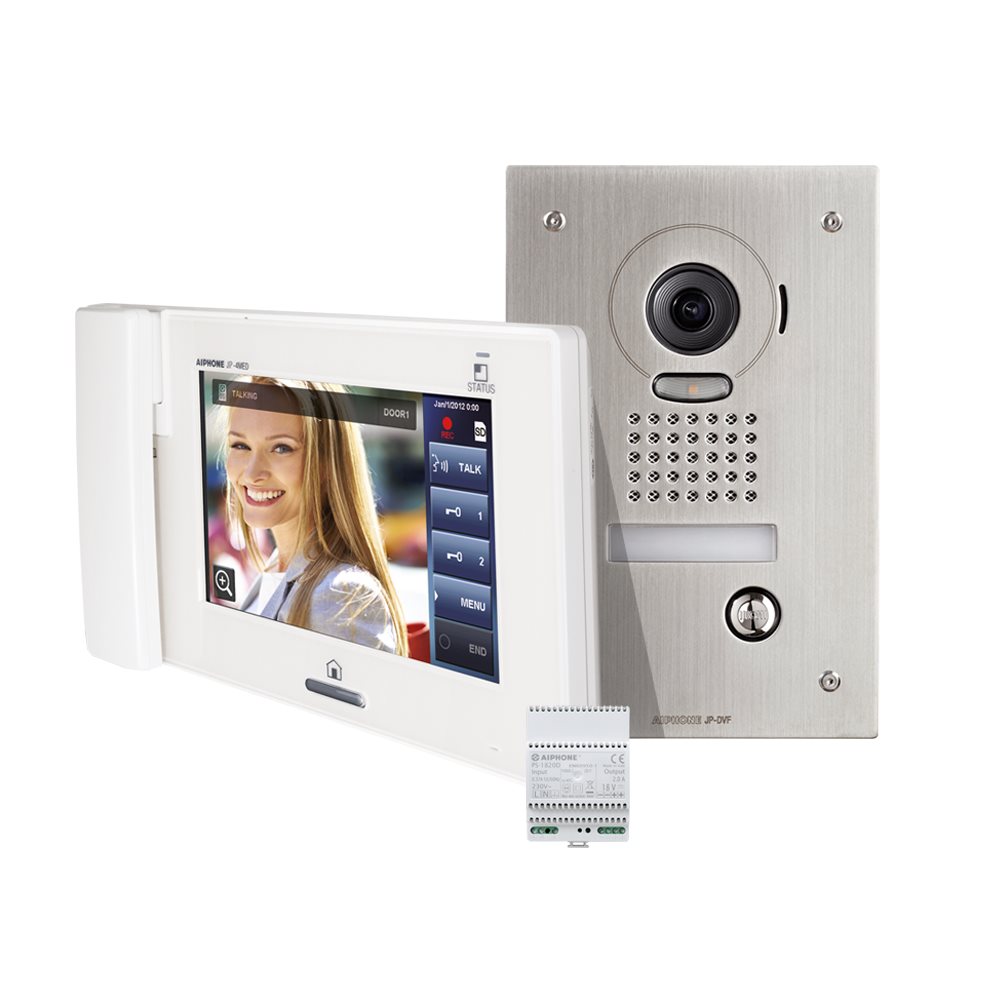 Aiphone JPS4AEDF: KIT MET INBOUWCAMERA,HOOFDMONITORING + VOEDING - A01008504