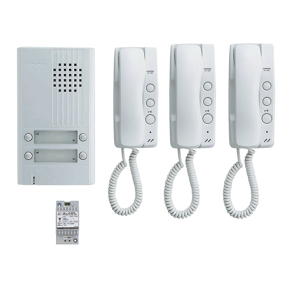 Aiphone KITDA3: 2 DRAADS PARLOFOONKIT _- 3 APPARTEMENTEN - A01008201