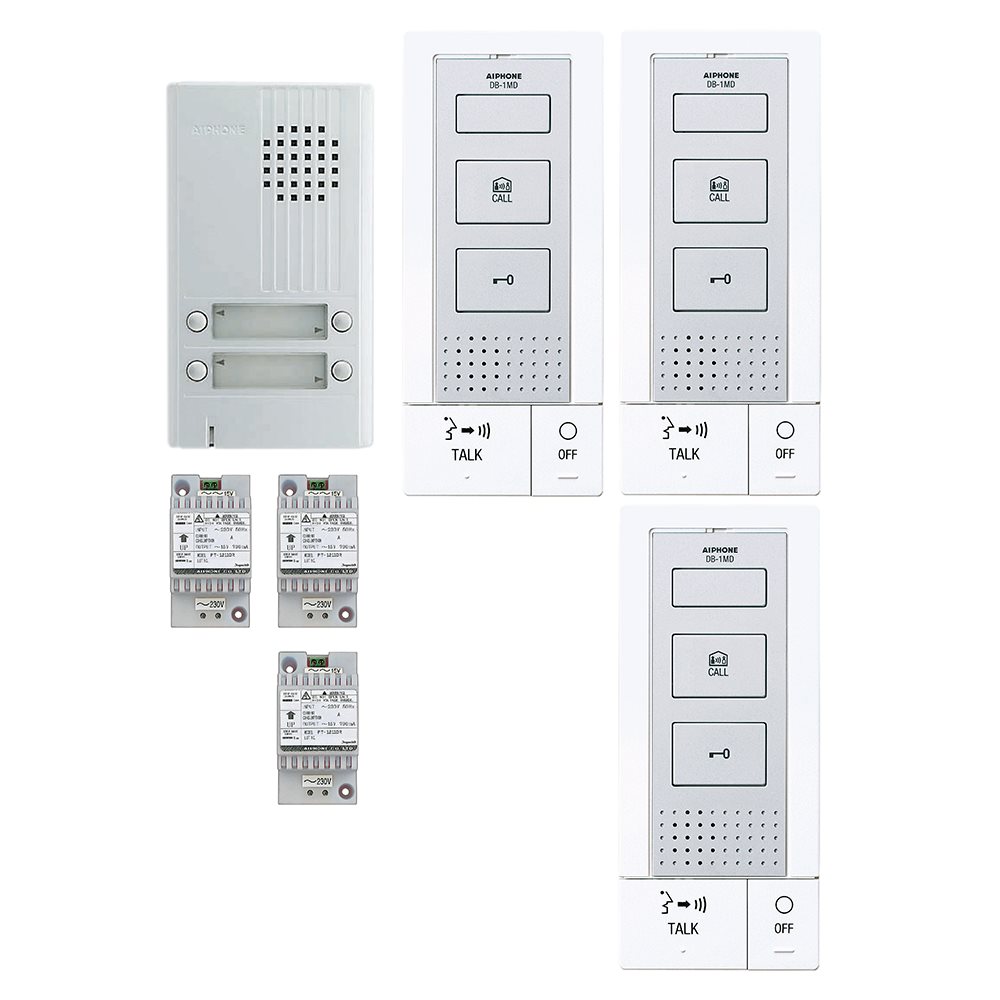 Aiphone KITDB3: HANDENVRIJE PARLOFONIEKIT VOOR 3 APP. - A01007607