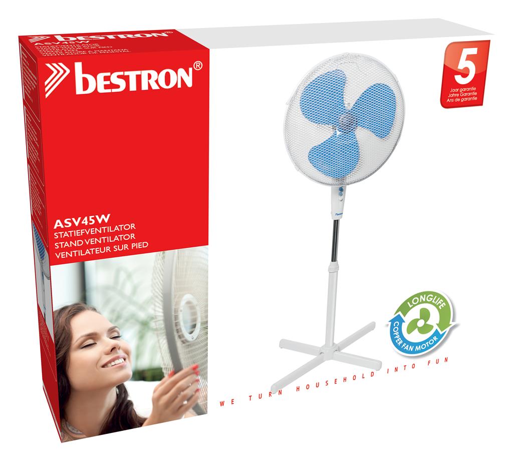 Bestron ASV45W: Statiefventilator, Korf diameter 45cm, WIT, 45W - Image 2