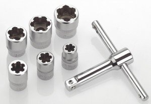 Dopsleutel Set om rondgedraaide bouten te openen, 7-delig