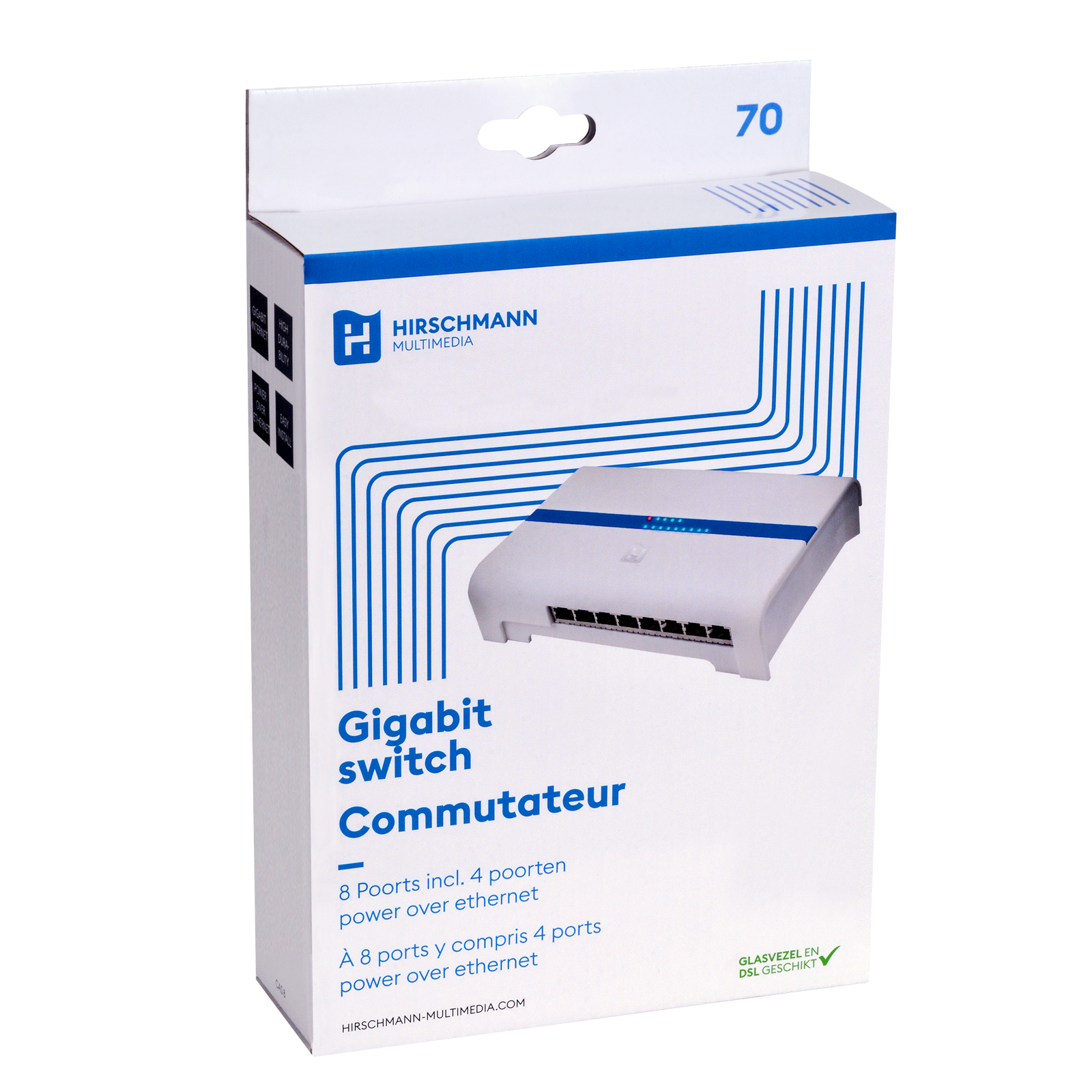 8 poorts Gigabit switch met PoE