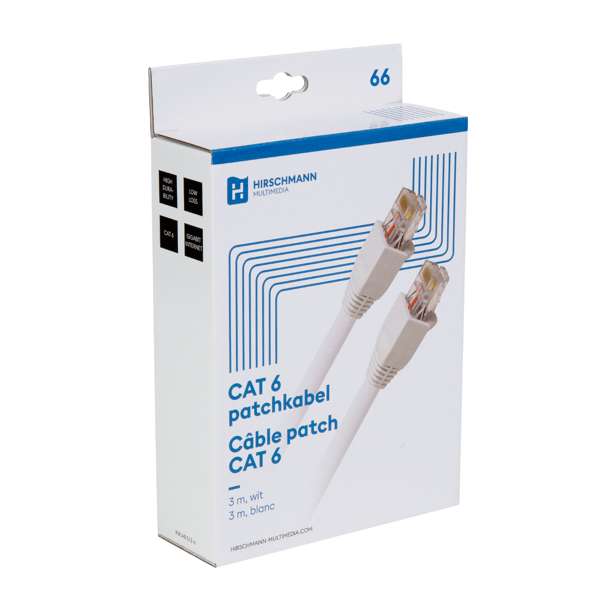 3m witte CAT6 patchkabel RJ45