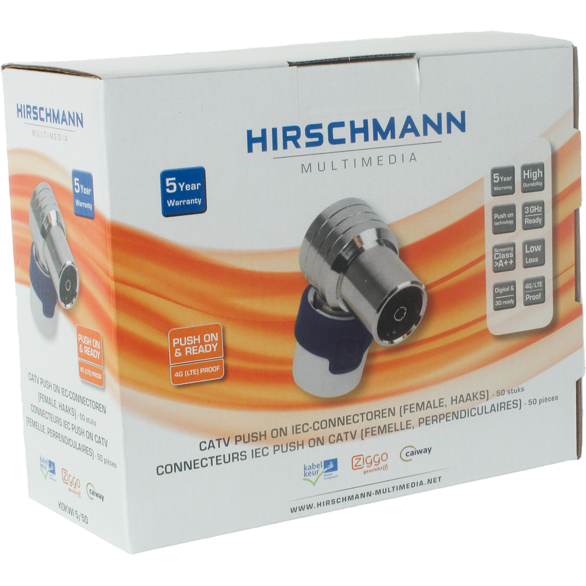 Hirschmann 947548500: KOKWI 5, 947548500 Haakse IEC female connector 4G proof