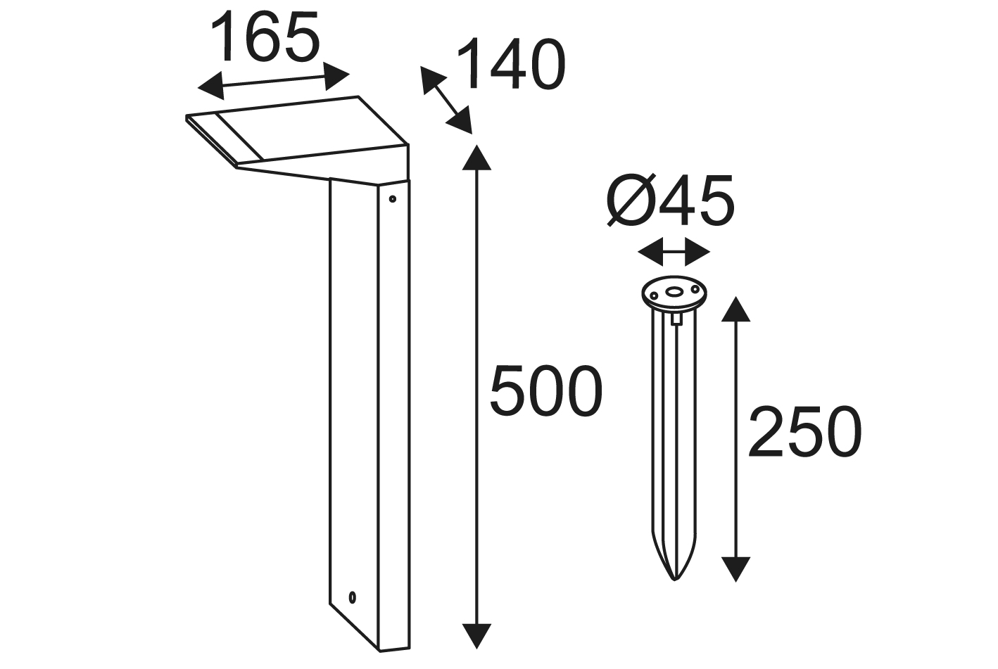 Indigo OU348NW24: Tuinpaaltje op zonne-energie en oplaadbaar - RAMA 2W 600Lm 4000K 45° IP54 Antracite - Image 2