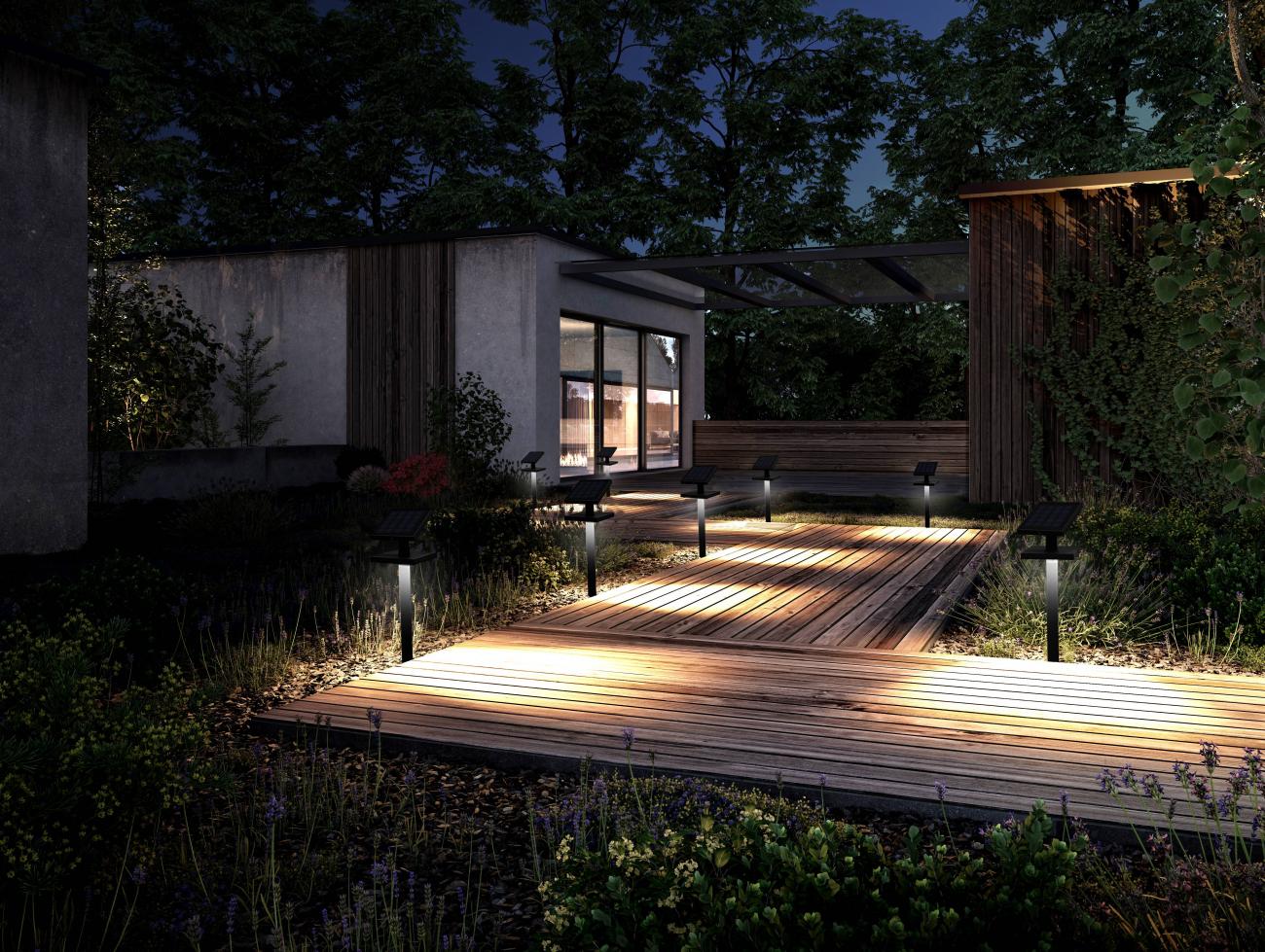 Indigo OU418NW24: Vierkante verlichtingsarmatuur met zonnecellen en oplaadbare batterij - ADES 1,3W 400Lm 4000K 90° IP54 ANTRACIET - Image 3