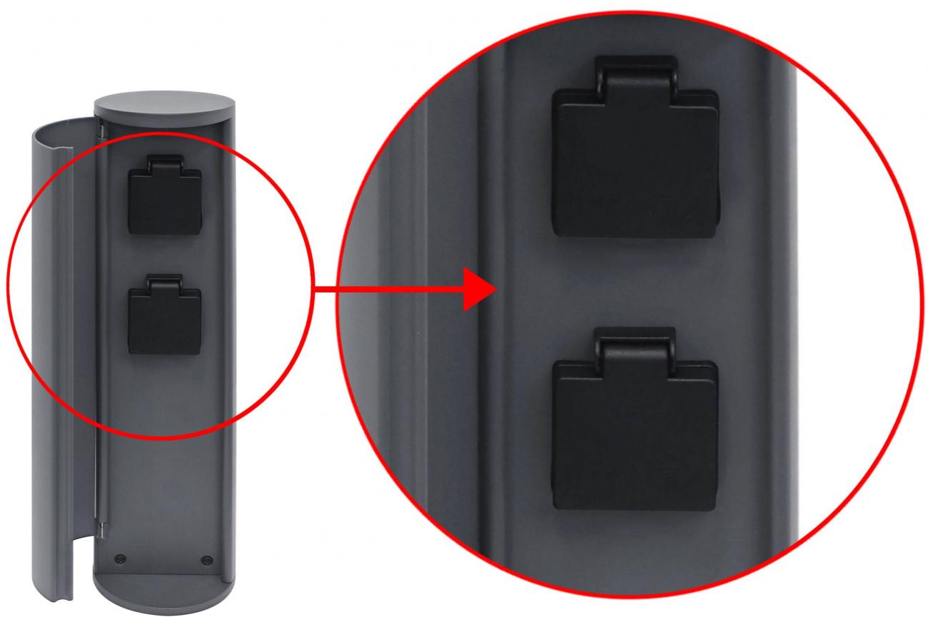 Indigo OU46324: Tuinpaaltje antraciet gegoten aluminium met 2 stopcontacten 16A 2P+A - Image 3