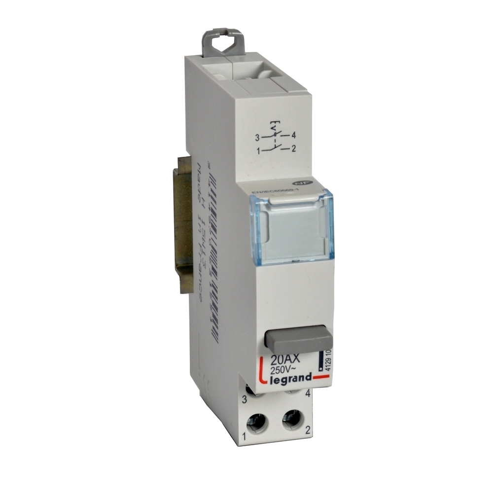 CX3 druk. schak. 2NO 20A 250V enkele functie - 1 module