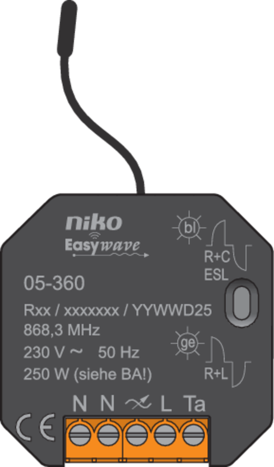 Niko 05-360: Universele draadloze Easywave dimmer (enkelpolig, één kanaal) - Image 2