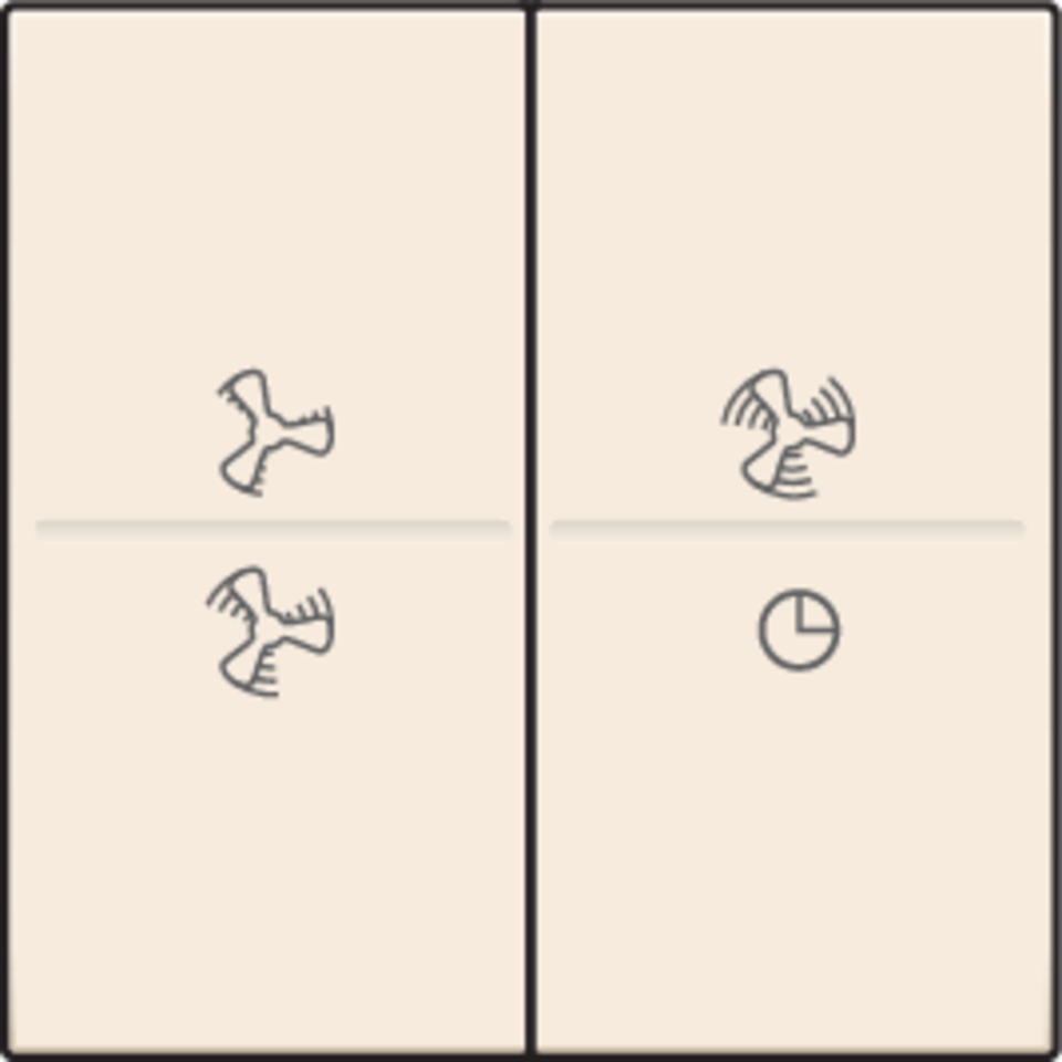 Niko 100-00013: Tweevoudige toets met ventilatoropdruk 0 t.e.m. 3 voor draadloze schakelaar of drukknop met 4 bedieningsknoppen, cream - Image 2