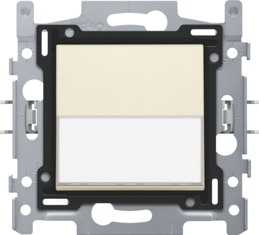 Niko 100-60900: Drukknop N.O. met 3 aansluitklemmen, sokkel, schroefklemmen en afwerkingsset met tekstveld cream