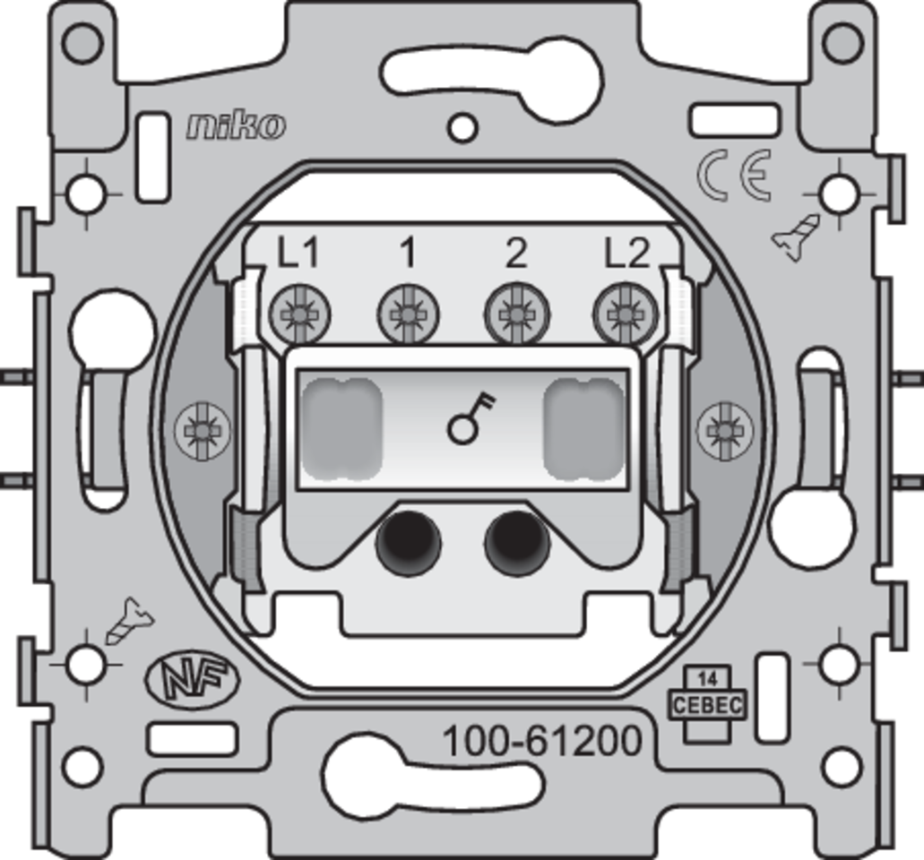 Niko 100-61200: Tweepolige schakelaar, sokkel, schroefklemmen en afwerkingsset cream - Image 2