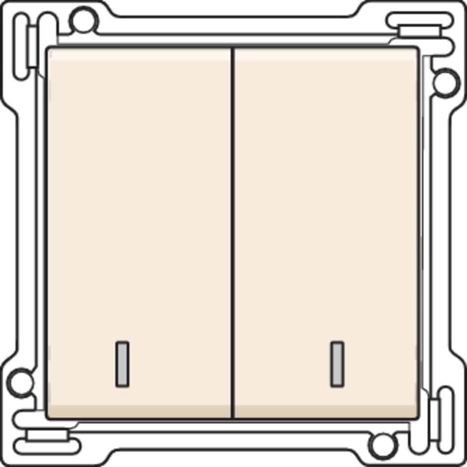 Niko 100-61507: Afwerkingsset met dubbele lens voor serieschakelaar, wisselschakelaar + drukknop N.O., dubbele wisselschakelaar of dubbele drukknop N.O. of N.G., cream - Image 2