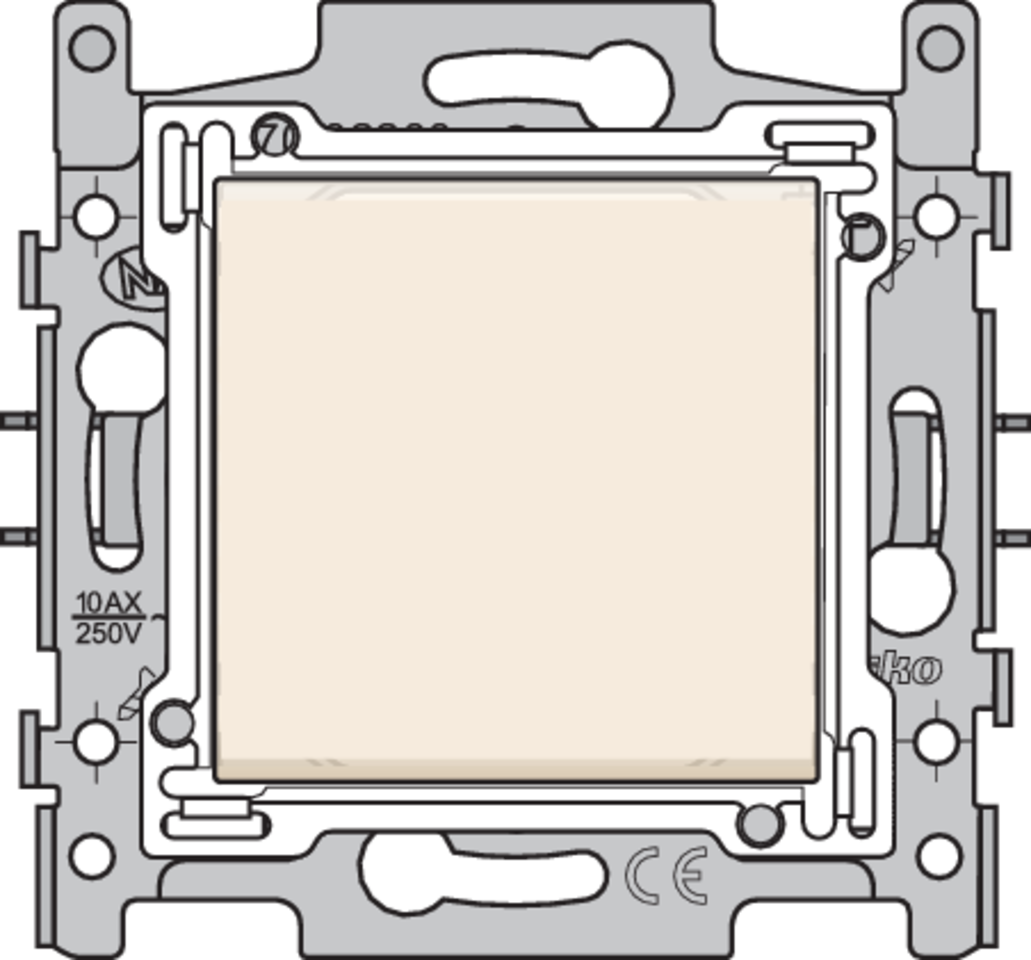 Niko 100-62200: Tweepolige wisselschakelaar, sokkel, schroefklemmen en afwerkingsset cream - Image 2