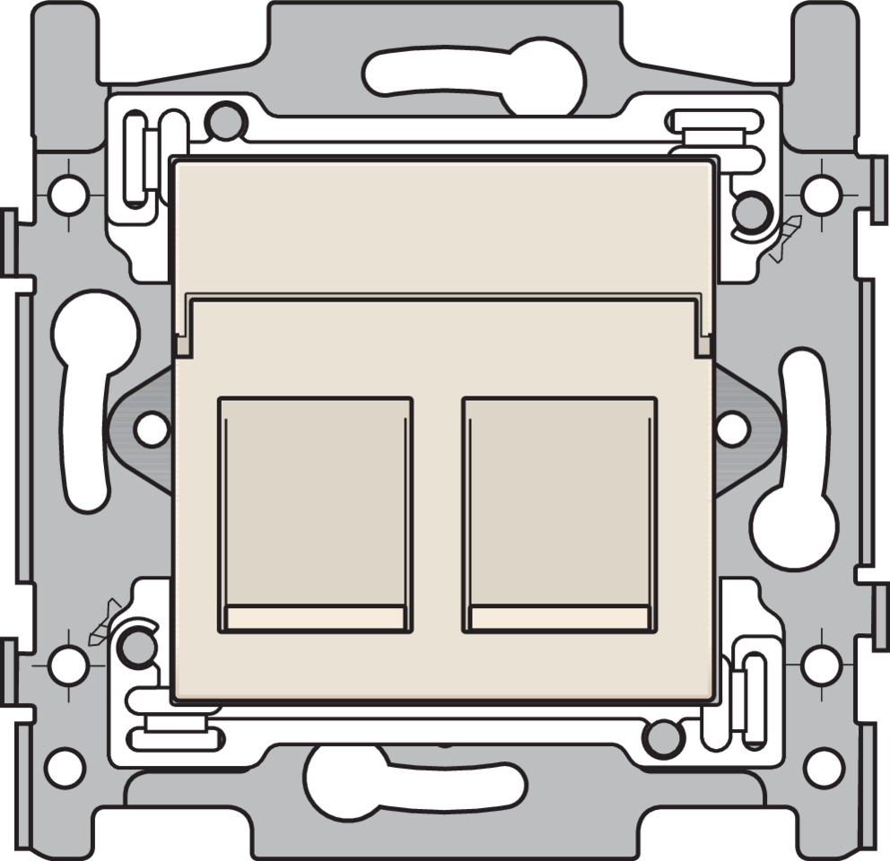 Niko 100-66256: 2 RJ45-aansluitingen STP Cat. 5E, klaar voor PoE++, vlakke uitvoering, incl. sokkel 60 x 71 mm met schroefbevestiging en afwerkingsset, cream - Image 2