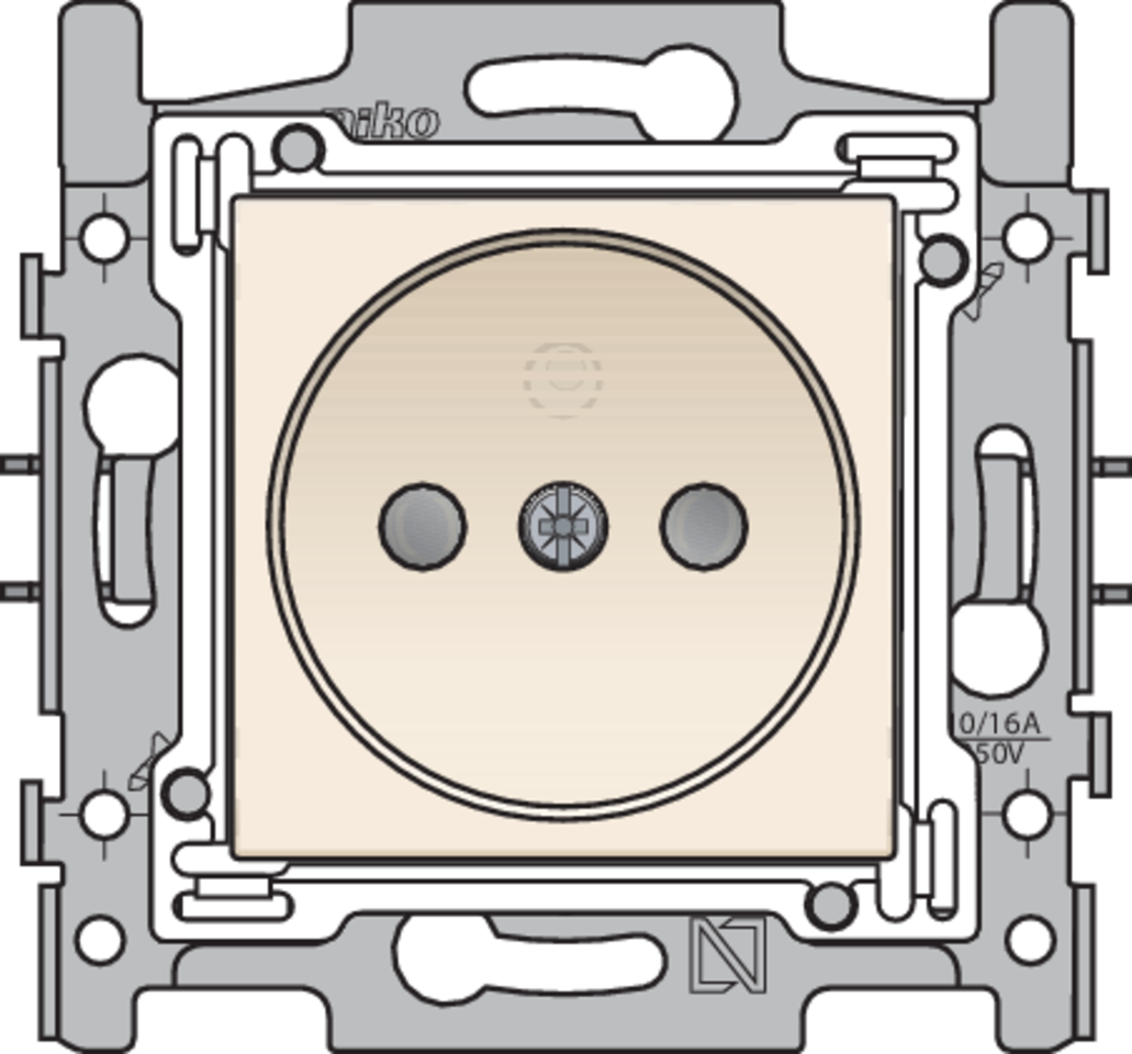 Niko 100-66500: Stopcontact zonder aarding met beschermingsafsluiters, inbouwdiepte 21 mm, sokkel met schroefklemmen en afwerkingsset cream - Image 2