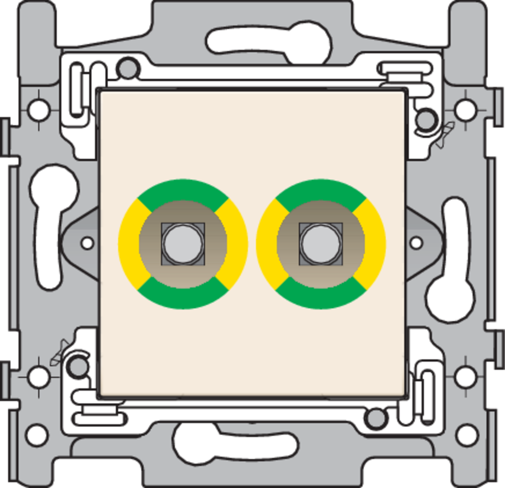 Niko 100-69510: Stopcontact met dubbel potentiaalvereffeningscontact, sokkel en afwerkingsset cream - Image 2