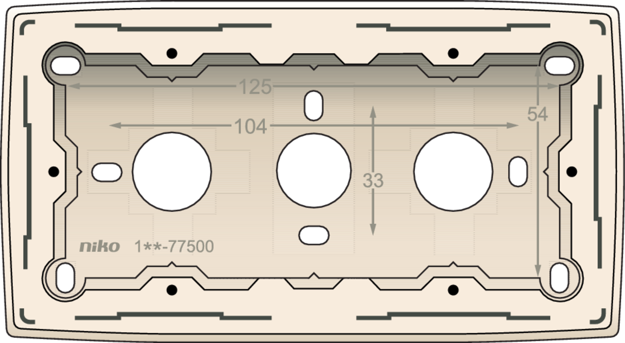 Niko 100-77500: Dubbele opbouwdoos voor alle inbouwapparaten uit de Original-reeks, Cream - Image 2