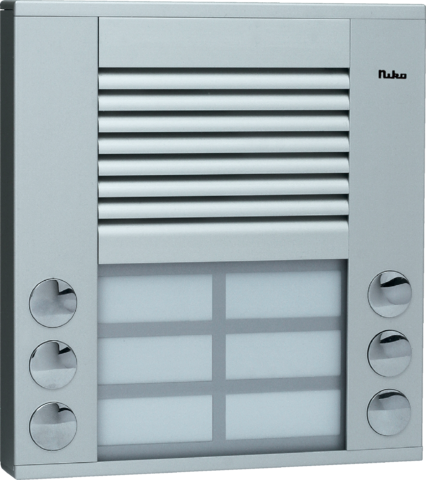 Niko 10-106: Opbouwbuitenpost 20 mm met 6 bellen in twee rijen