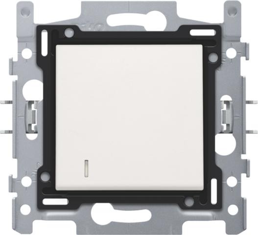 Niko 101-60008: Drukknop N.O. met 3 aansluitklemmen, sokkel, insteekklemmen en afwerkingsset met lens white