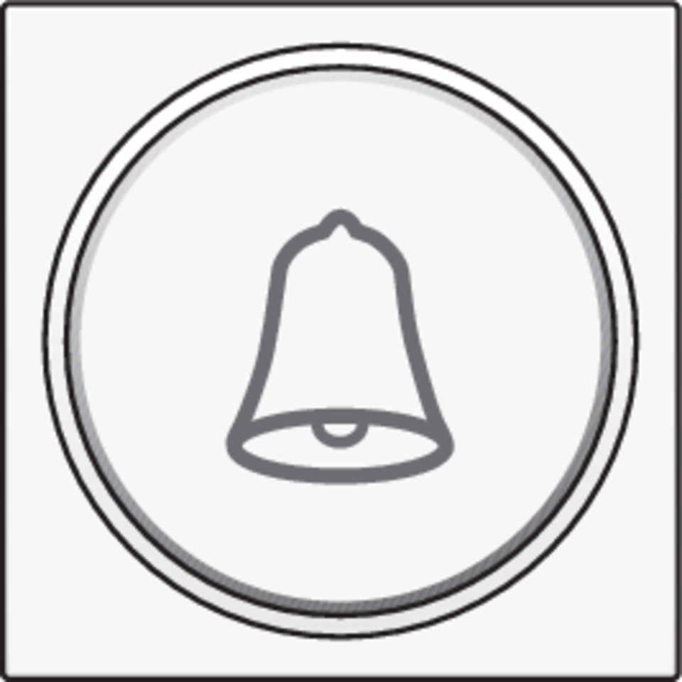 Niko 101-64007: Afwerkingsset met doorschijnende ring met belsymbool voor drukknop 6 A met amberkleurige led met E10-lampvoet, white - Image 2