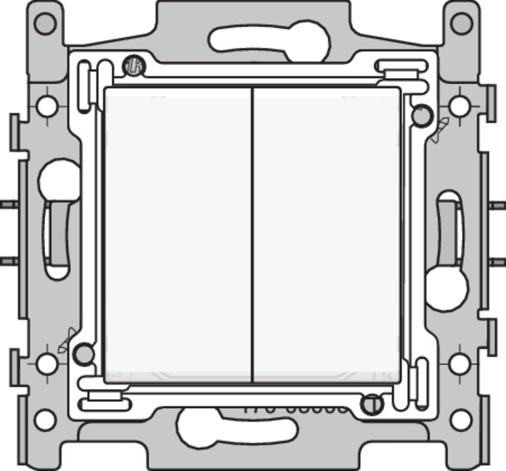 Niko 101-65008: Dubbele drukknop, sokkel, insteekklemmen en afwerkingsset white - Image 2