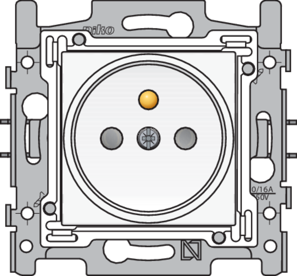 Niko 101-66100: Stopcontact met penaarde en beschermingsafsluiters, inbouwdiepte 21 mm, sokkel, schroefklemmen en afwerkingsset white - Image 2