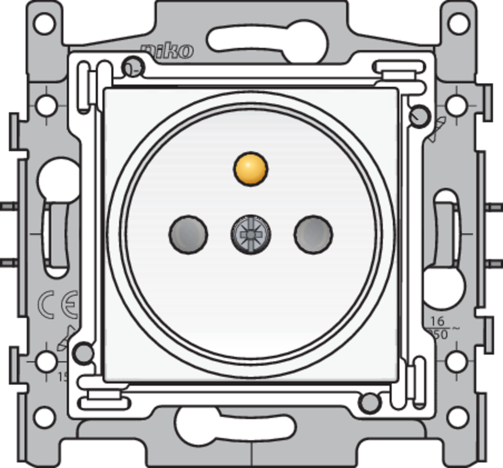 Niko 101-66105: Stopcontact met penaarde en beschermingsafsluiters, inbouwdiepte 21 mm, sokkel met insteekklemmen en afwerkingsset, cream - Image 2