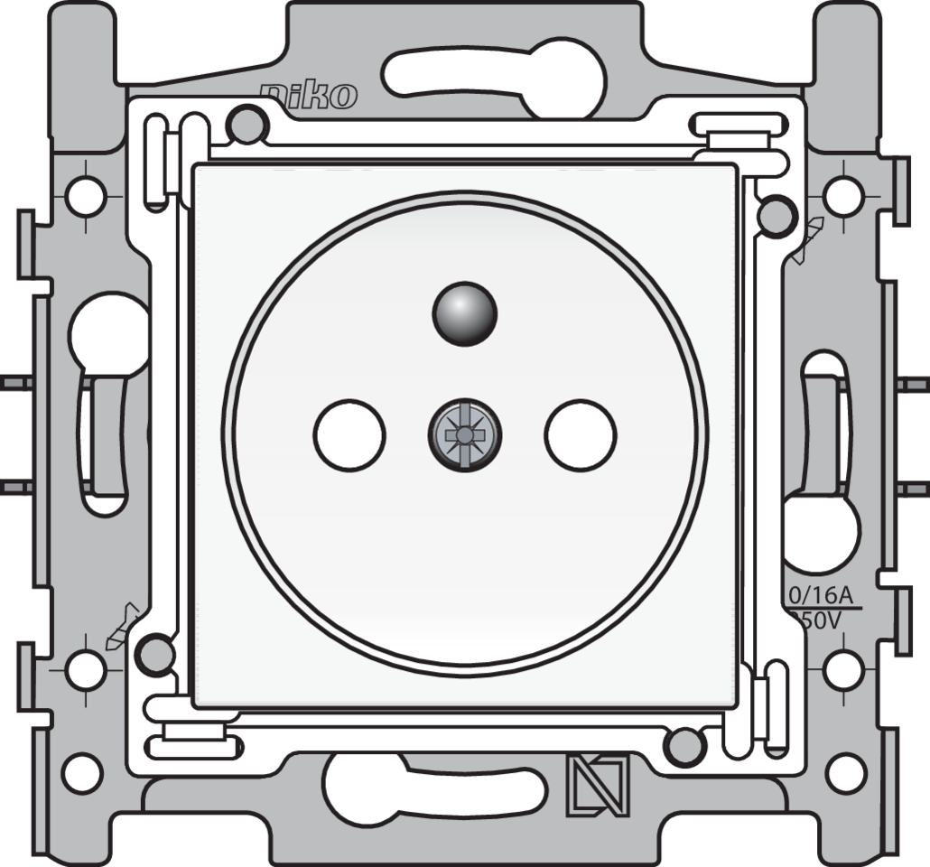Niko 101-66600: Stopcontact met penaarde en beschermingsafsluiters, inbouwdiepte 28,5 mm, sokkel met schroefklemmen en afwerkingsset white - Image 2