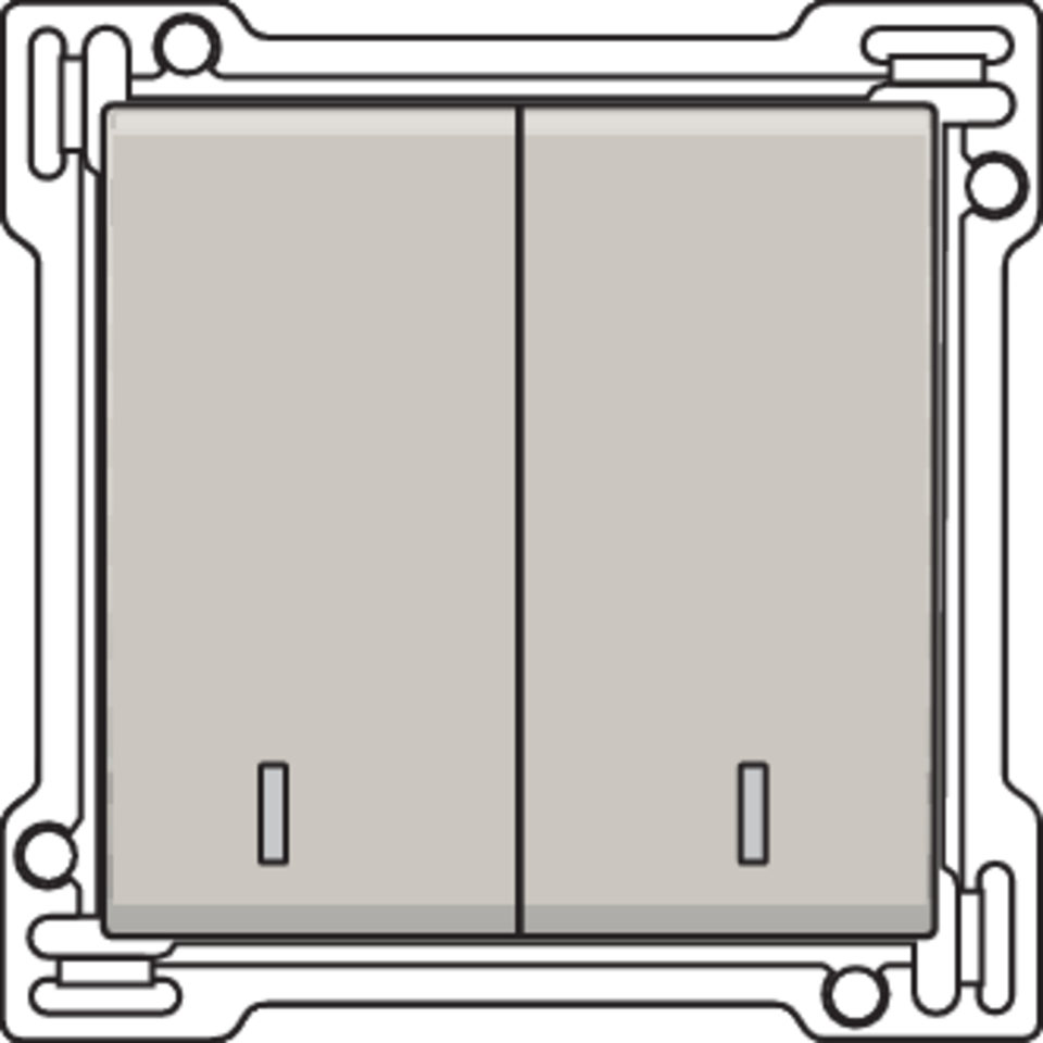 Niko 102-61507: Afwerkingsset met dubbele lens voor serieschakelaar, wisselschakelaar + drukknop N.O., dubbele wisselschakelaar of dubbele drukknop N.O. of N.G., light grey - Image 2