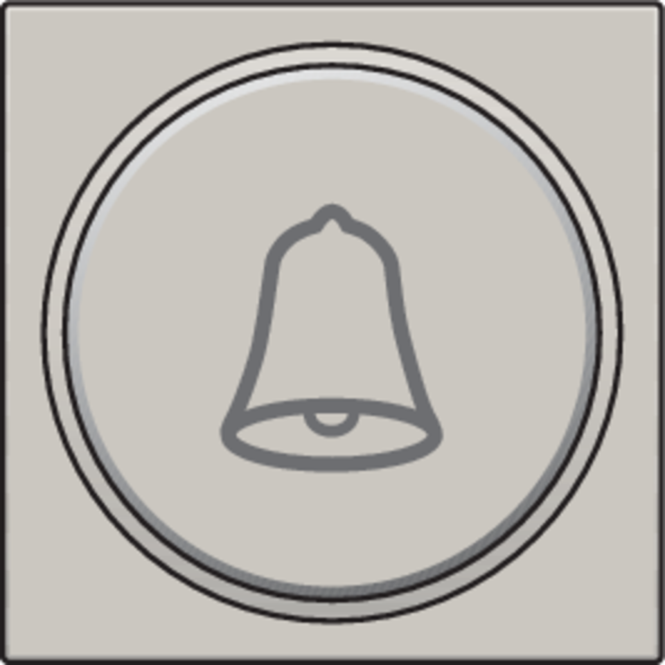 Niko 102-64007: Afwerkingsset met doorschijnende ring met belsymbool voor drukknop 6 A met amberkleurige led met E10-lampvoet, light grey - Image 2